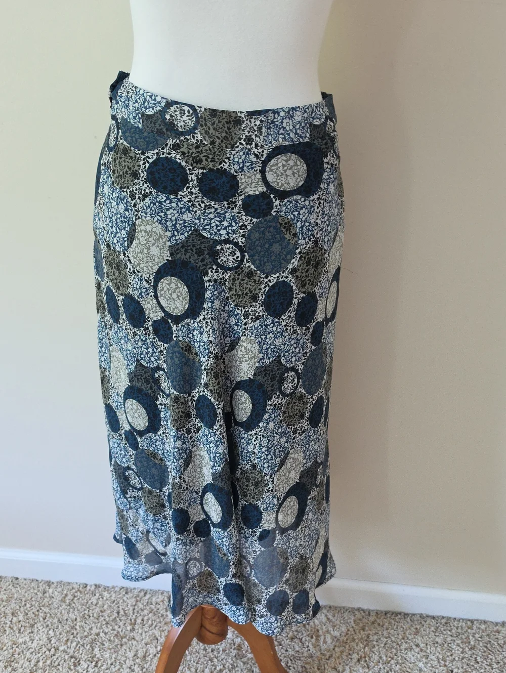 Papaya Blue Patterned A-Line  Skirt